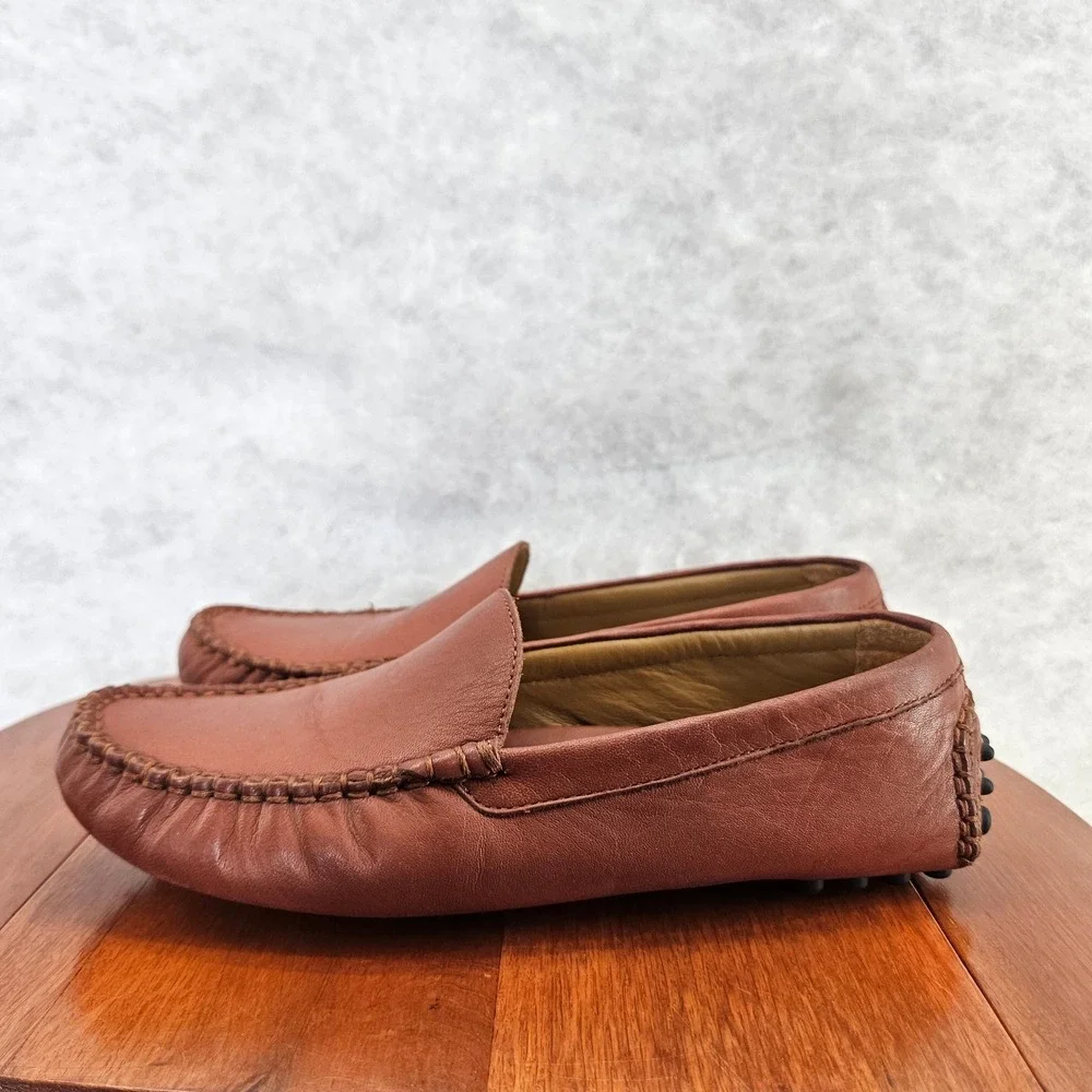 Lands End Leather Driving Loafers Moccasins Brown‎ Slip On Shoes Mens Size 4